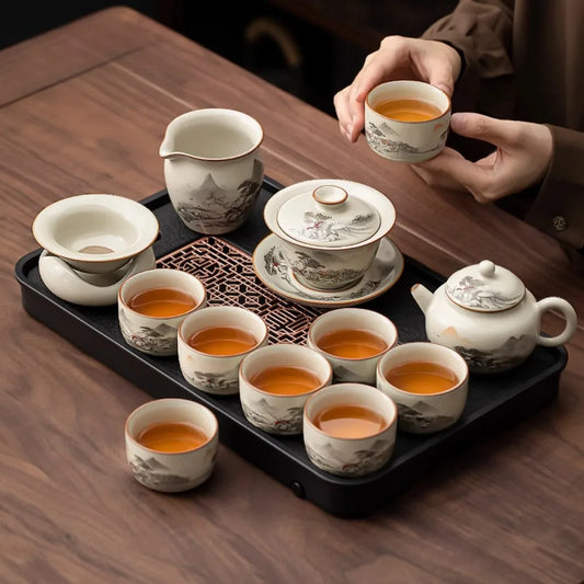 Kettle Kitchen Tea Tray Portable Set Black Ceramic Tea Tray Luxury Storage Hotel Bandeja Plastico Rectangular Home Decoration