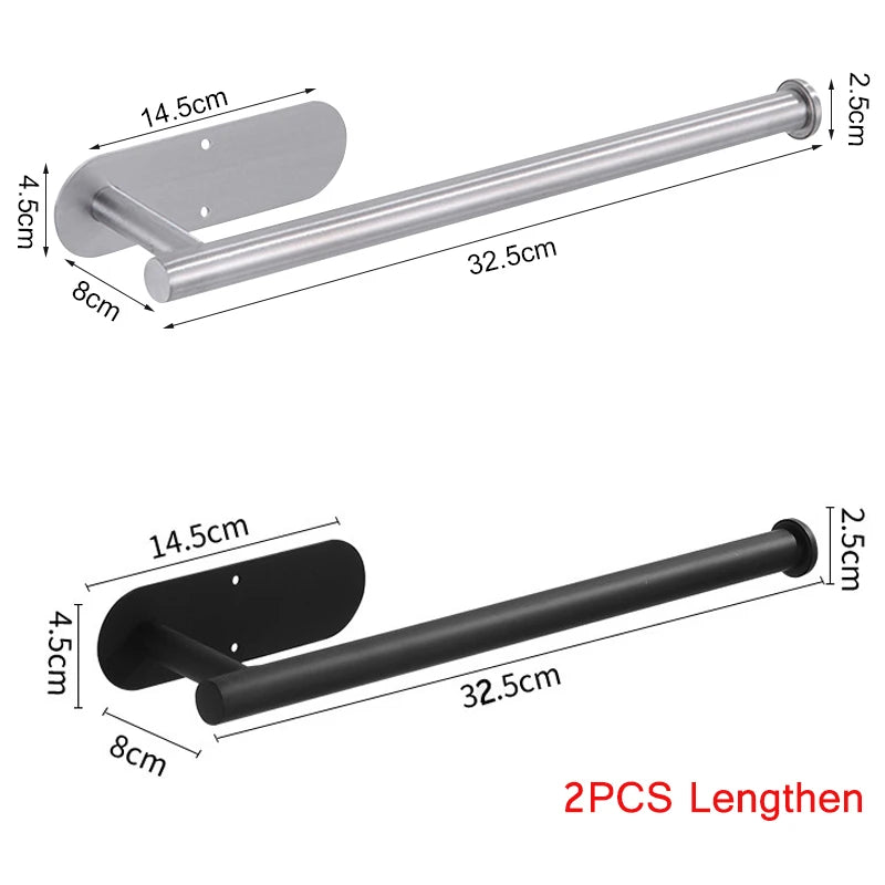Stainless Steel Wall-Mounted Toilet Paper Holder & Kitchen Towel Rack – Adhesive, Rustproof, Space-Saving