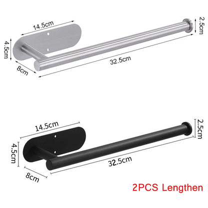 Stainless Steel Wall-Mounted Toilet Paper Holder & Kitchen Towel Rack – Adhesive, Rustproof, Space-Saving