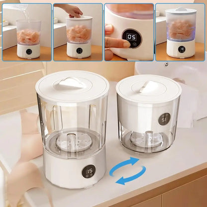 Portable Rechargeable Mini Washing Machine – 2L Dual Bucket, 3 Modes for Travel & Dorm