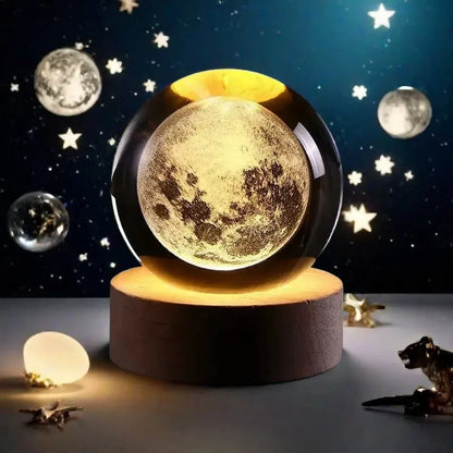 3D Solar System Crystal Ball with LED Base – Decorative Night Light Gift for Astronomy Lovers