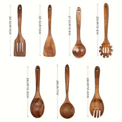 8pcs Cooking Utensils Set Premium Wooden Heat Resistant Non stick Pan Kitchen Cooking Tool Shovel Spoon Fork Kitchen Accessories