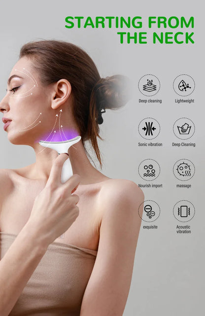 7 Color Facial Neck Massager EMS Micro-current Neck Face Beauty Device for Enhanced Face Neck and Shoulder Care with Vibrating