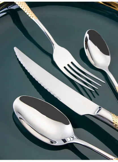 Kitchen Tableware Cutlery Set  Cutlery Set Stainless Steel Luxury Dinnerware Fork Spoon Knife Western Dinner Set Gold