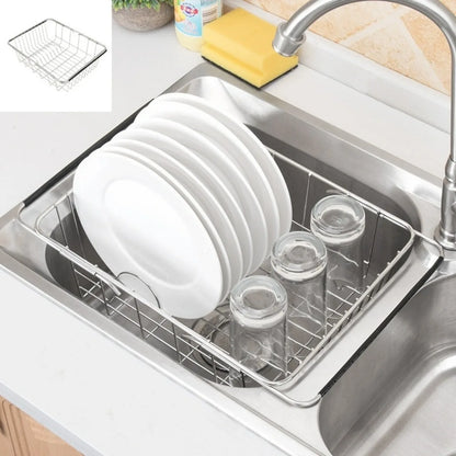 Kitchen Storage Organizer Drying Rack Sink Tray For Plates Bowl Cup Shelf Basket Adjustable Stainless Steel Dish Rack Drainer