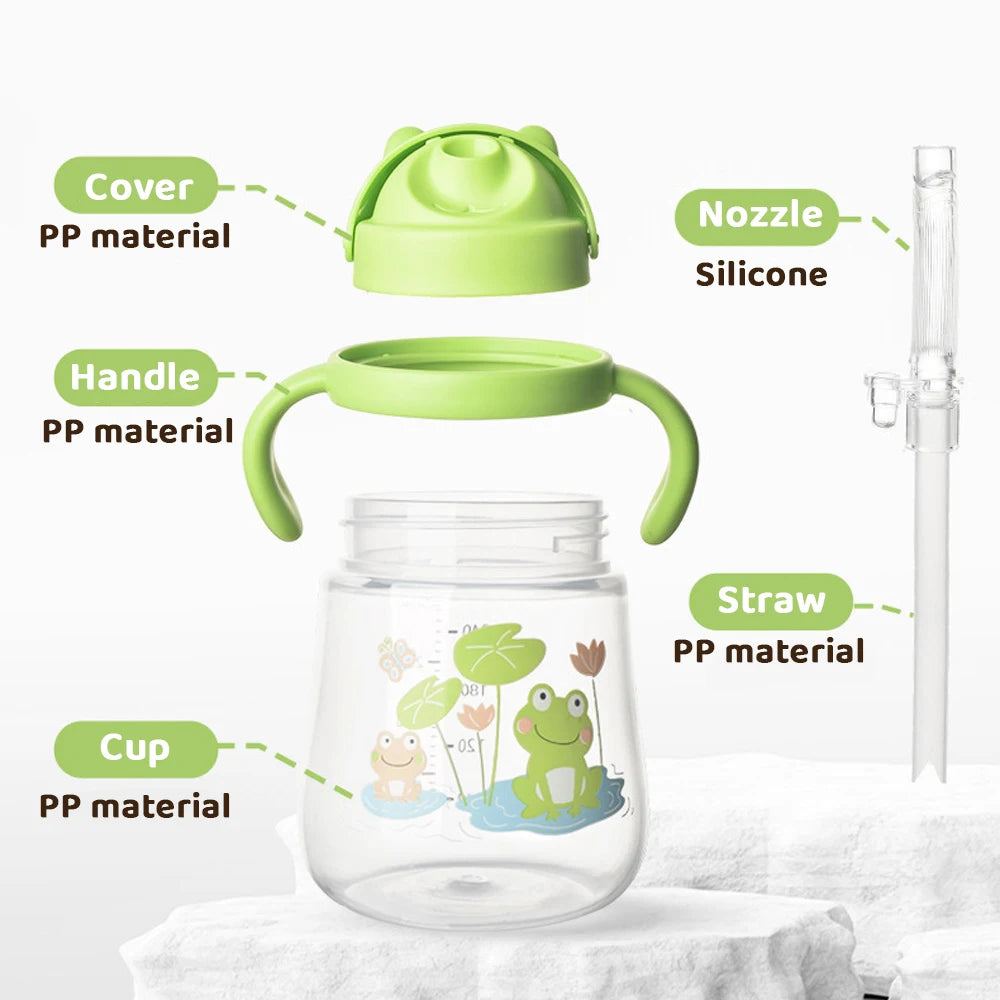 Toddler Straw Cup with Easy-Grip Handles | Gravity Ball Training Cup for Independent Drinking