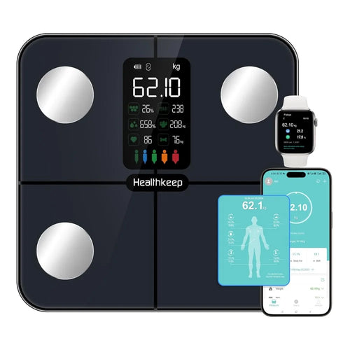 Smart Bluetooth Body Fat Scale with 15 Metrics, Large Display, App Sync for Apple Health & Google Fit