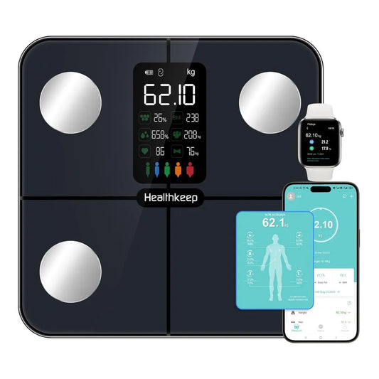 Smart Bluetooth Body Fat Scale with 15 Metrics, Large Display, App Sync for Apple Health & Google Fit