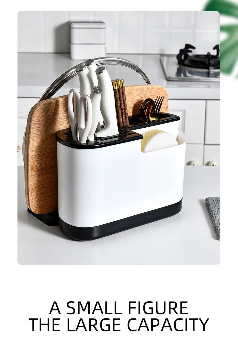 Multifunctional Tool Storage Rack Home Supplies Kitchen Shelves Chopstick Barrel Pot Cover Rack Knife Holder Kitchen Accessories