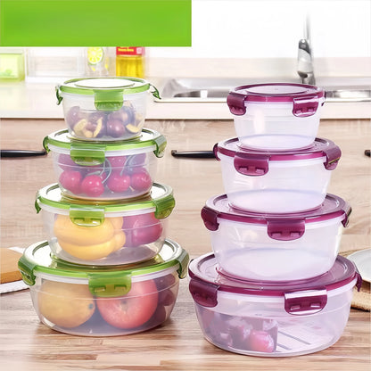 Kitchen plastic stall sealed box, food-grade microwave oven heating lunch box, refrigerator storage round set, fresh-keeping box