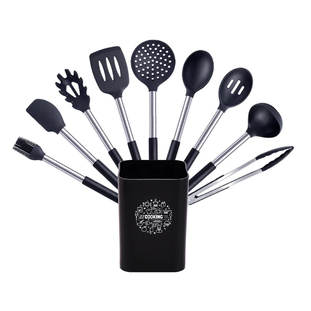 Quality Silicone Utensils Set Kitchen Cooking Tools Non Stick Kitchenware Accessories Heat Resistant Spatula Spoon Kit