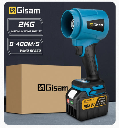 Gisam 300000RPM Brushless Electric Turbo Blower Jet Fan – 400m/s Handheld Air Blower for Dust Cleaning & Leaf Blowing, Compatible with Makita 18V Battery