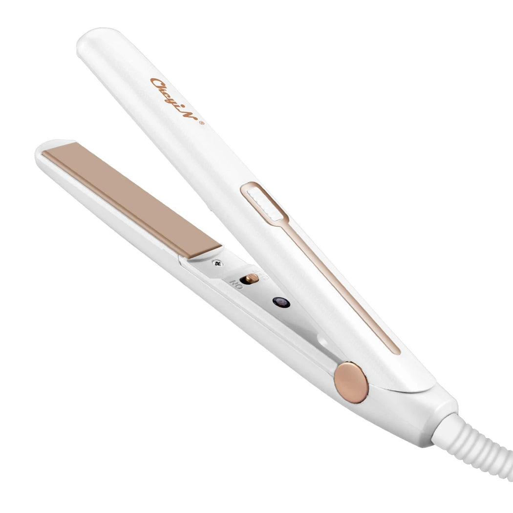 CkeyiN Mini Hair Flat Iron 2-in-1 – Portable Hair Straightener & Curler with Constant Temperature