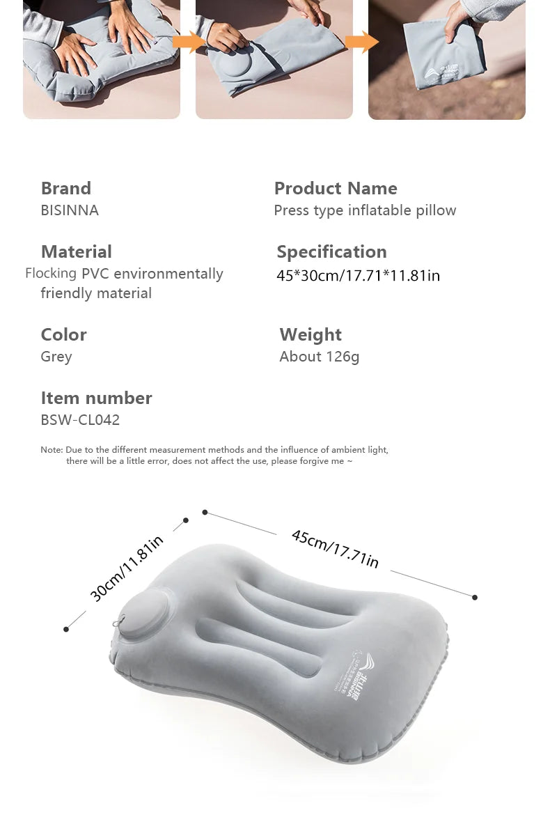 Inflatable Pillow – Portable Ultralight Air Sleeping Pillow for Travel, Hiking & Neck Support