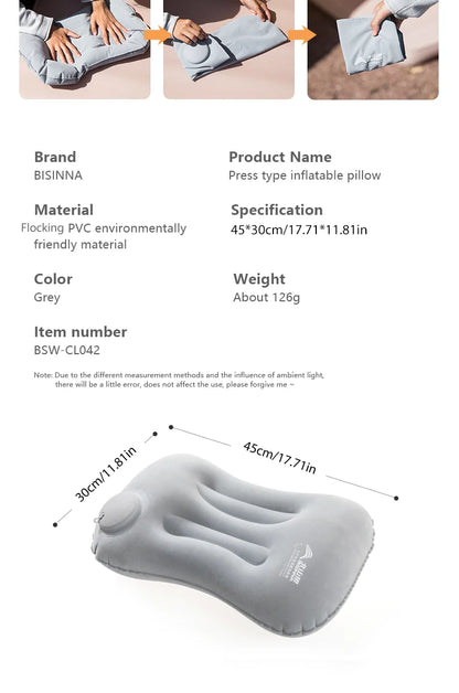 Inflatable Pillow – Portable Ultralight Air Sleeping Pillow for Travel, Hiking & Neck Support