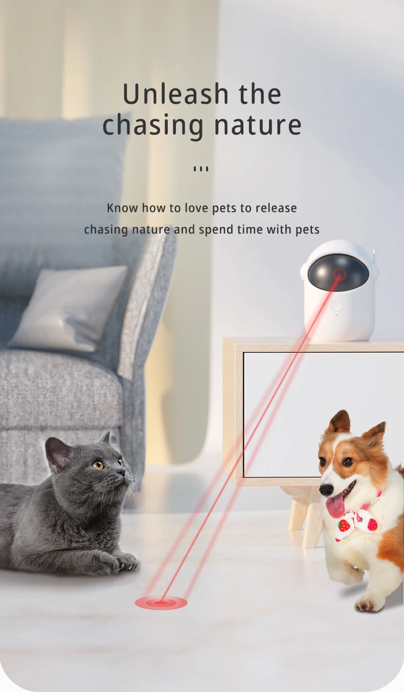 Automatic Laser Cat Toy – Rechargeable Interactive Pet Teaser with Auto-Rotation & Fast/Slow Modes