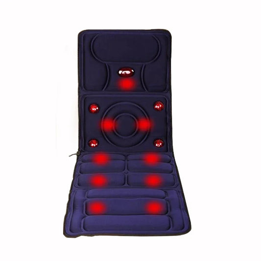 Electric Massage Mat with Heat - 8 Motor Shiatsu Back Pain Relief Pad for Neck, Shoulders, Spine | Home Use Heating Pad