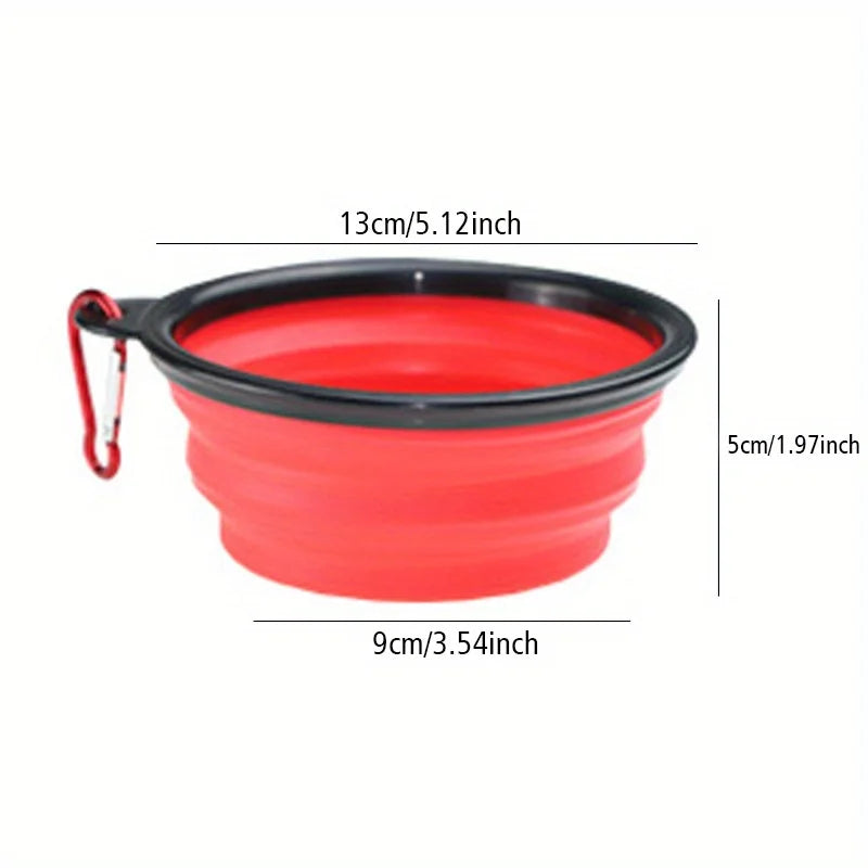 Portable Silicone Dog Travel Bowl – Foldable Dog Food & Water Bowl with Lip for Outdoor Walking