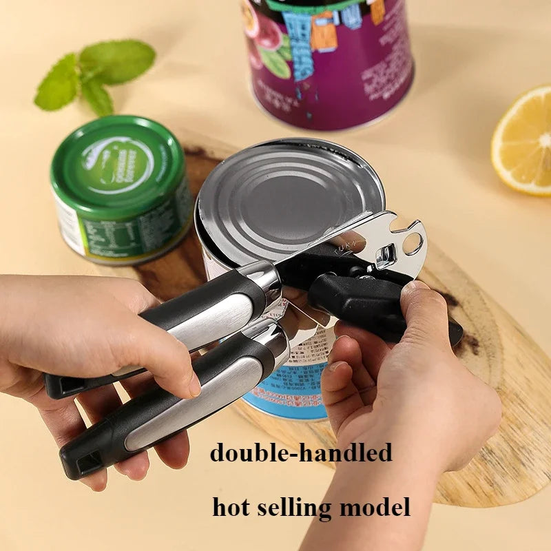 Professional Manual Can Opener – Stainless Steel Multifunctional Kitchen Tool for Cans, Bottles & Jars