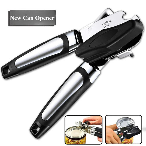 Professional Manual Can Opener – Stainless Steel Multifunctional Kitchen Tool for Cans, Bottles & Jars
