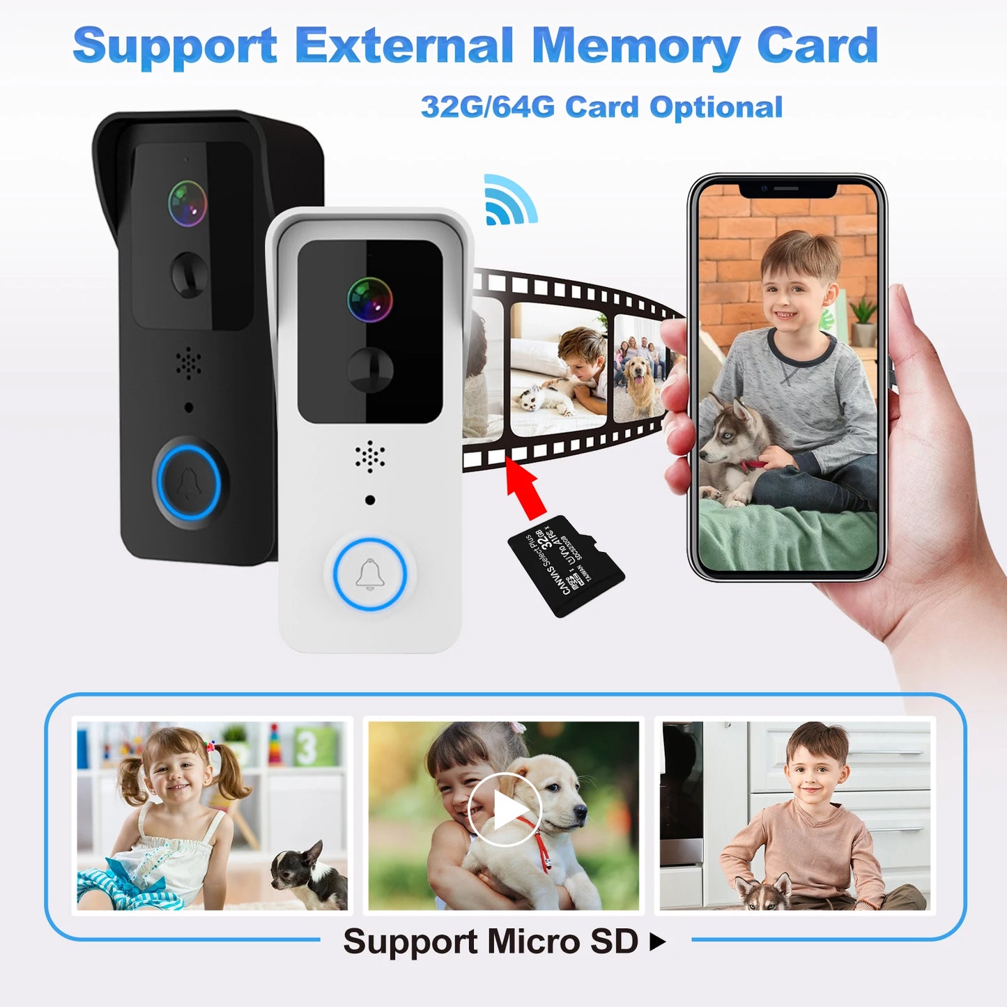 Smart 5G & 2.4G WiFi Video Doorbell – 1080P HD, Wireless Outdoor Camera with Waterproof Intercom & Real-Time Alerts