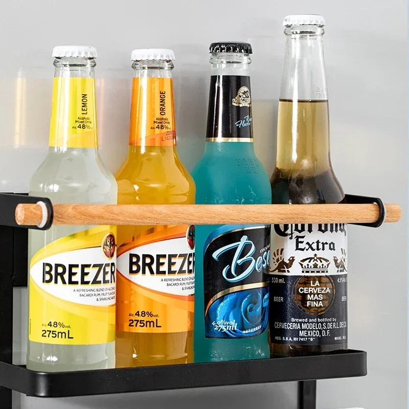 Magnetic Refrigerator Storage Shelf – Metal Spice & Condiment Organizer Rack for Kitchen