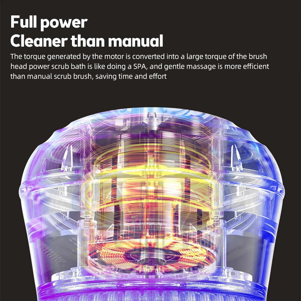 Electric Shower Brush – Rechargeable IPX7 Waterproof, 3-Speed 6-in-1 Wireless Body Scrubber