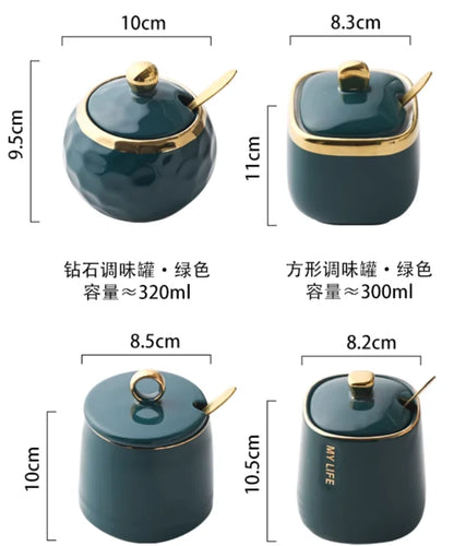 Kitchen Supplies, Ceramic Seasoning Jar, Salt and Pepper Shakers, Seasoning Box, Vinegar Pot, Spice Jar, Seasoning Organizer