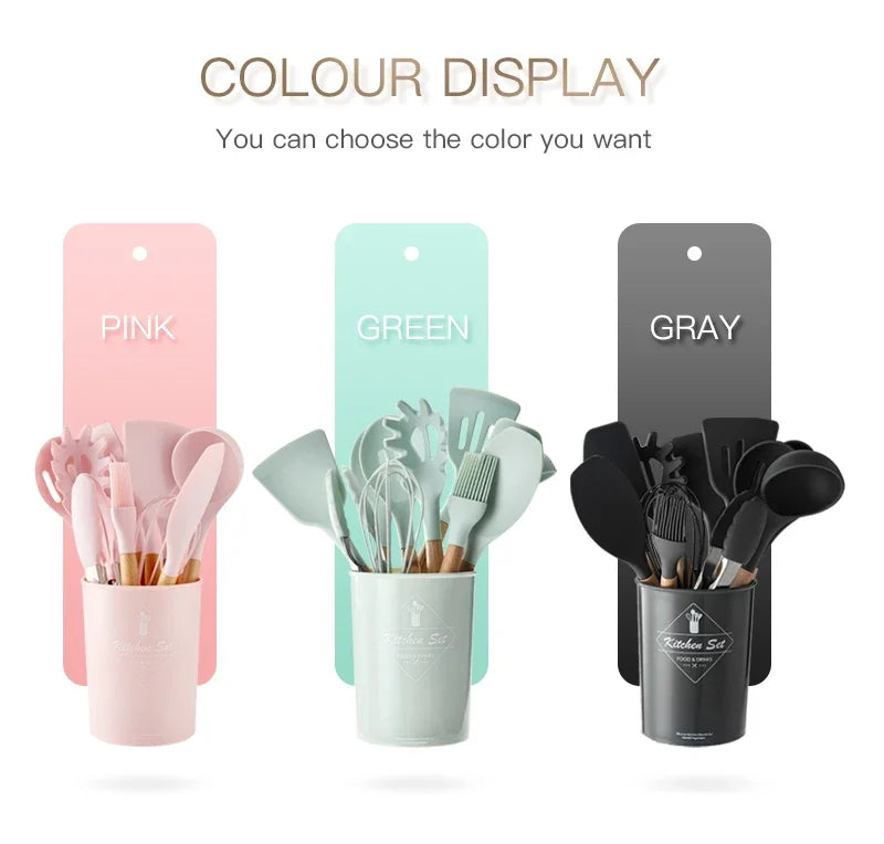 Cooking Utensils Set, Heat Resistant, Non - Stick, Baking Tool Kit, Kitchen Accessories, Silicone Kitchenware