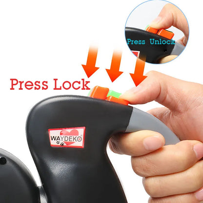 Dual Dog Retractable Leash for 2 Dogs – 10ft Auto-Untangle Reflective Leads, 50lbs Per Dog, Color-Coded Control