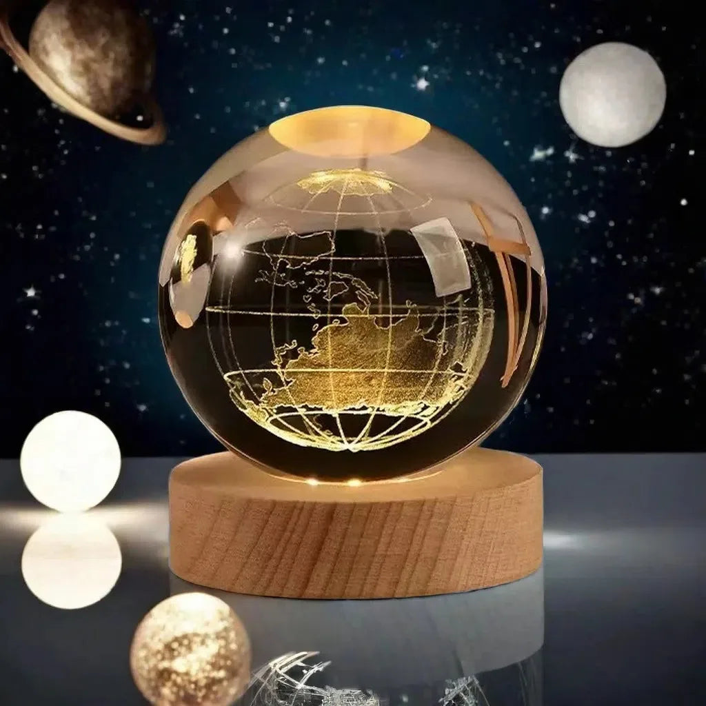 3D Solar System Crystal Ball with LED Base – Decorative Night Light Gift for Astronomy Lovers