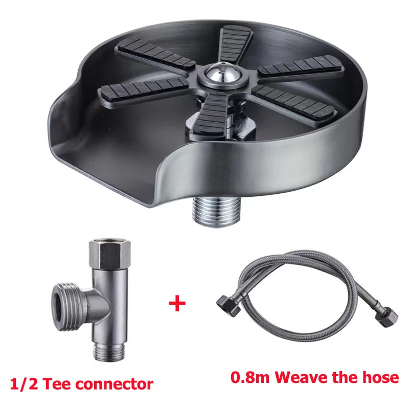 Kitchen Sink Cup Washer Automatic Stainless Steel Pressure Spray Washer Cup Cleaning Tool Faucet Bar Rinser Coffee Pitcher