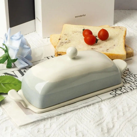 Kitchen Organizer Ceramic Butter Dish Reusable Household Butter Box with Lid Cheese Fresh-keeping Box Bar
