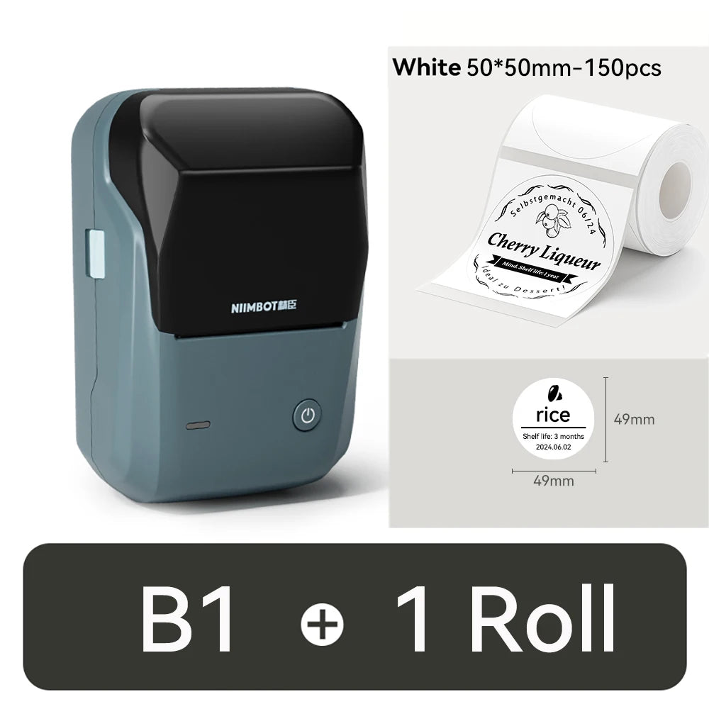 NIIMBOT B1 Portable 2-Inch Thermal Label Printer – Mini Bluetooth Sticker & Adhesive Tape Printer for Smartphones & PC