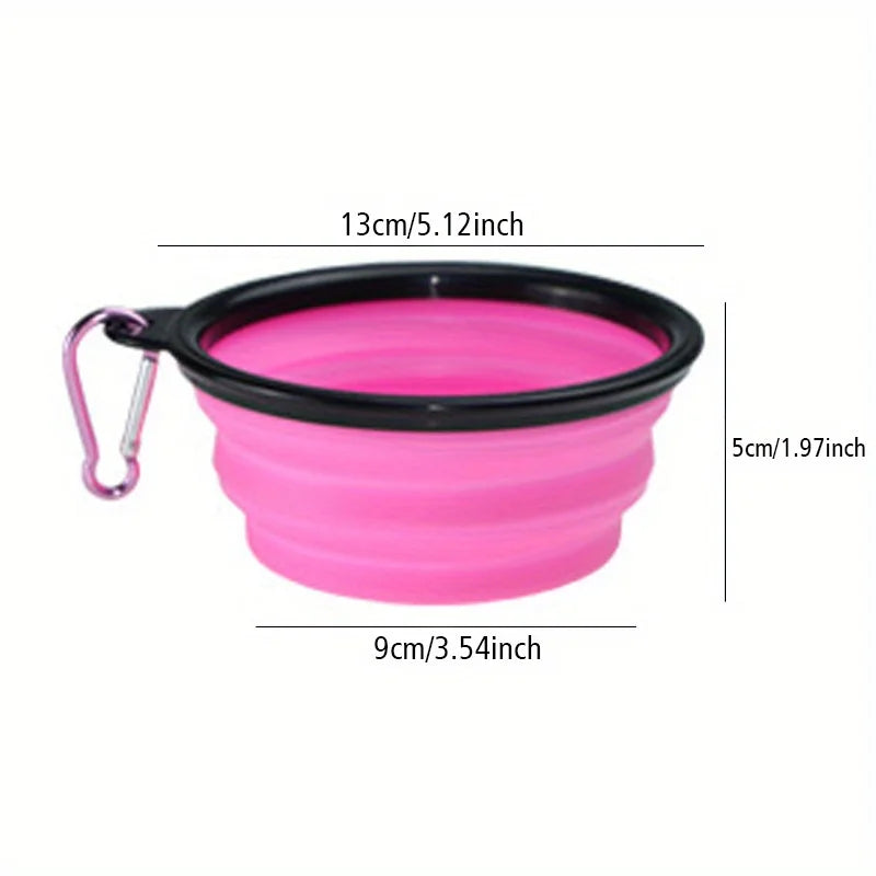 Portable Silicone Dog Travel Bowl – Foldable Dog Food & Water Bowl with Lip for Outdoor Walking