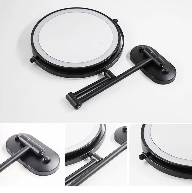 8 inch Makeup Mirror Chrome 3x/5x/7x/10x Magnifying Double Side USB Charging Bathroom 3 color light Smart Cosmetic Mirrors