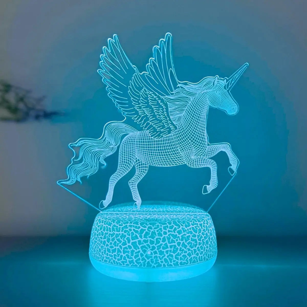 3D Phantom Flying Horse Night Light – RGB 7 Color LED Lamp for Kids Room, Christmas Gift for Boys & Girls