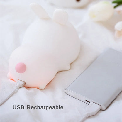 16-Color Touch Sensor Rabbit Night Light – USB Rechargeable Silicone Bunny Lamp for Children & Baby, Festival Gift