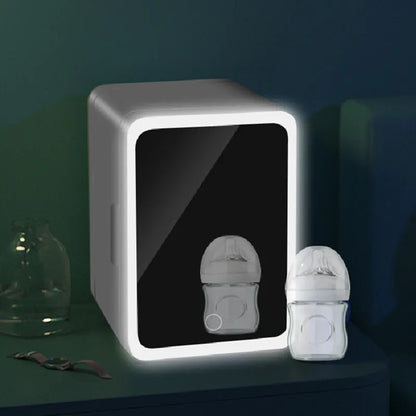 Home & Car Dual-Purpose Beauty Refrigerator – 4L Mini Cosmetic Fridge with Touch Lamp Mirror