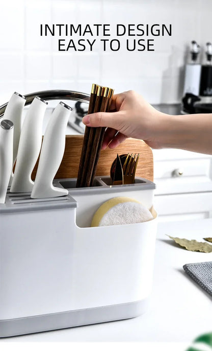 Multifunctional Tool Storage Rack Home Supplies Kitchen Shelves Chopstick Barrel Pot Cover Rack Knife Holder Kitchen Accessories