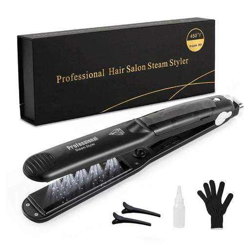 Steam Hair Straightener Professional Ceramic Vapor Flat Iron – 450℉ Fast Heat with Argan Oil Treatment
