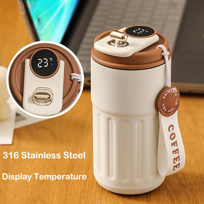 450ml Smart Thermos Bottle – 316 Stainless Steel Vacuum Cup with LED Temperature Display, Portable Office Coffee & Thermal Mug
