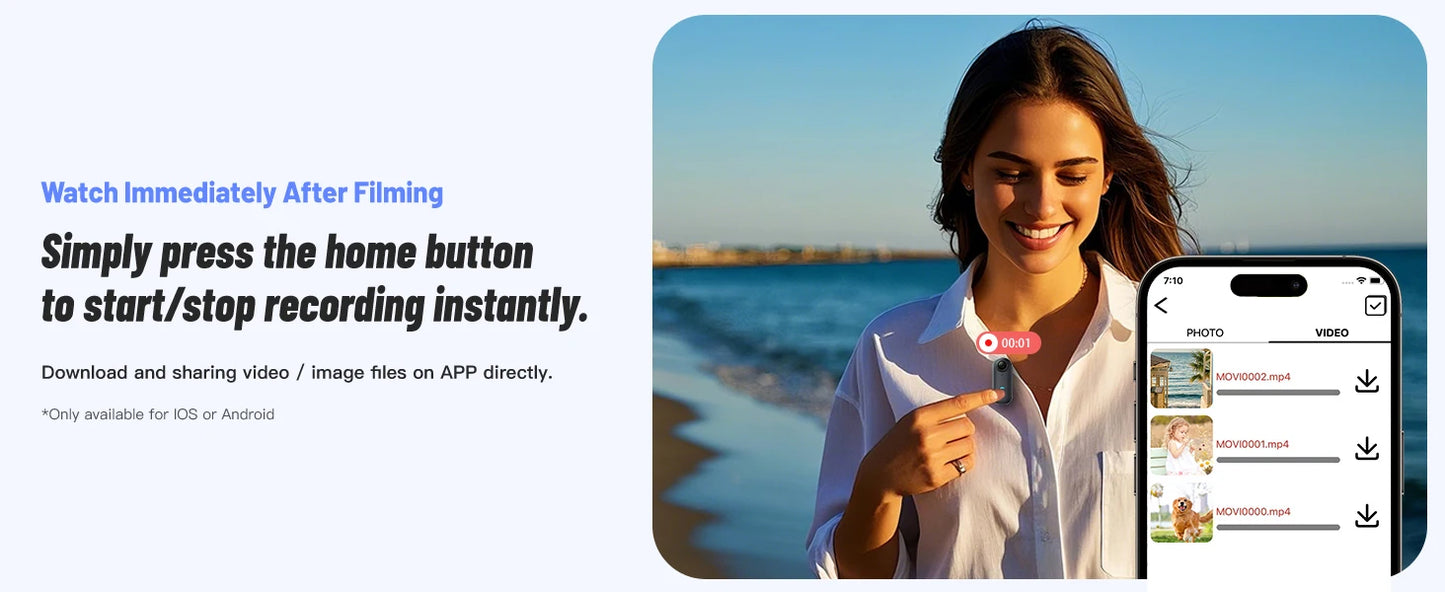 4K Mini WiFi Action Camera - 128GB Thumb POV Video Recorder, IPX7 Waterproof Vlogging Camera with Helmet & Magnetic Mounts (Black)