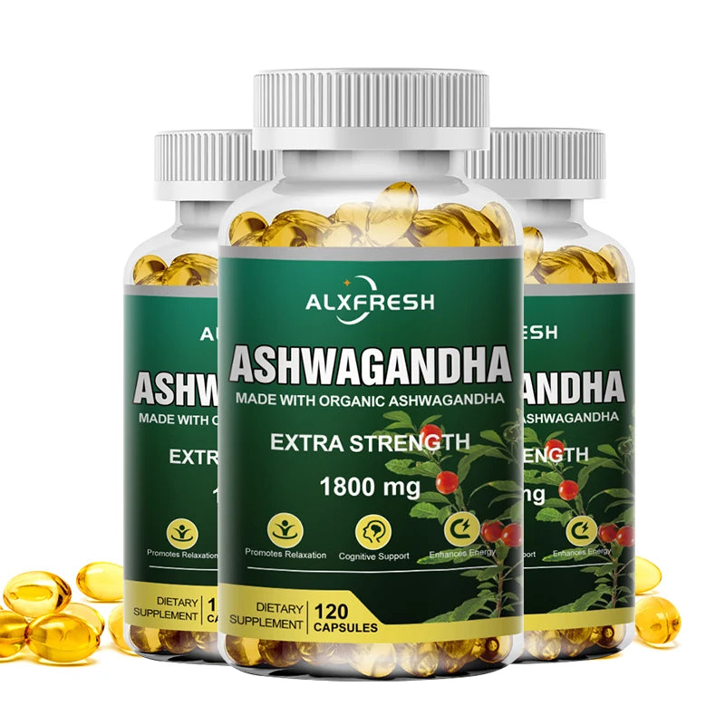 Ashwagandha Root Extract Capsules 1800mg for Natural Mood, Stress, Focus, Brain, Energy, Sleep Health Support