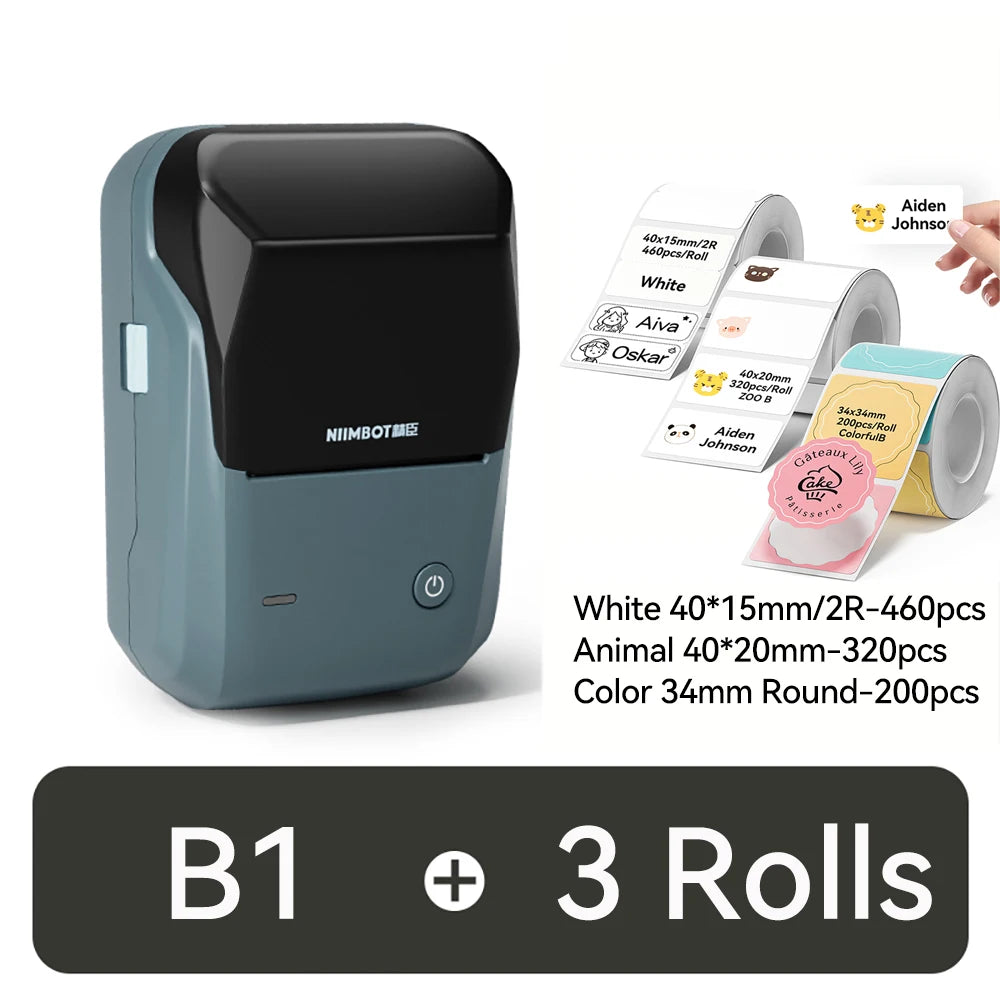 NIIMBOT B1 Portable 2-Inch Thermal Label Printer – Mini Bluetooth Sticker & Adhesive Tape Printer for Smartphones & PC