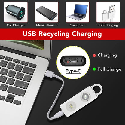 Emergency Alarm Keychain 130dB Loud Personal Safety Siren Alert Rechargeable Self Defense Electronic Device Flashlight for Women