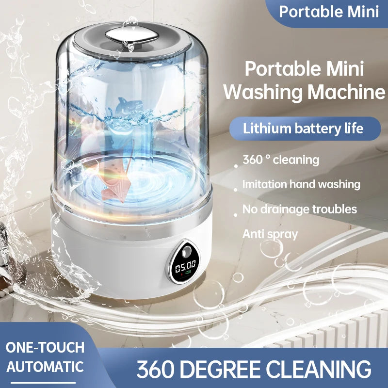 Mi Portable Wireless Washing Machine – 1.5L Mini Underwear & Socks Cleaner with LED Bucket