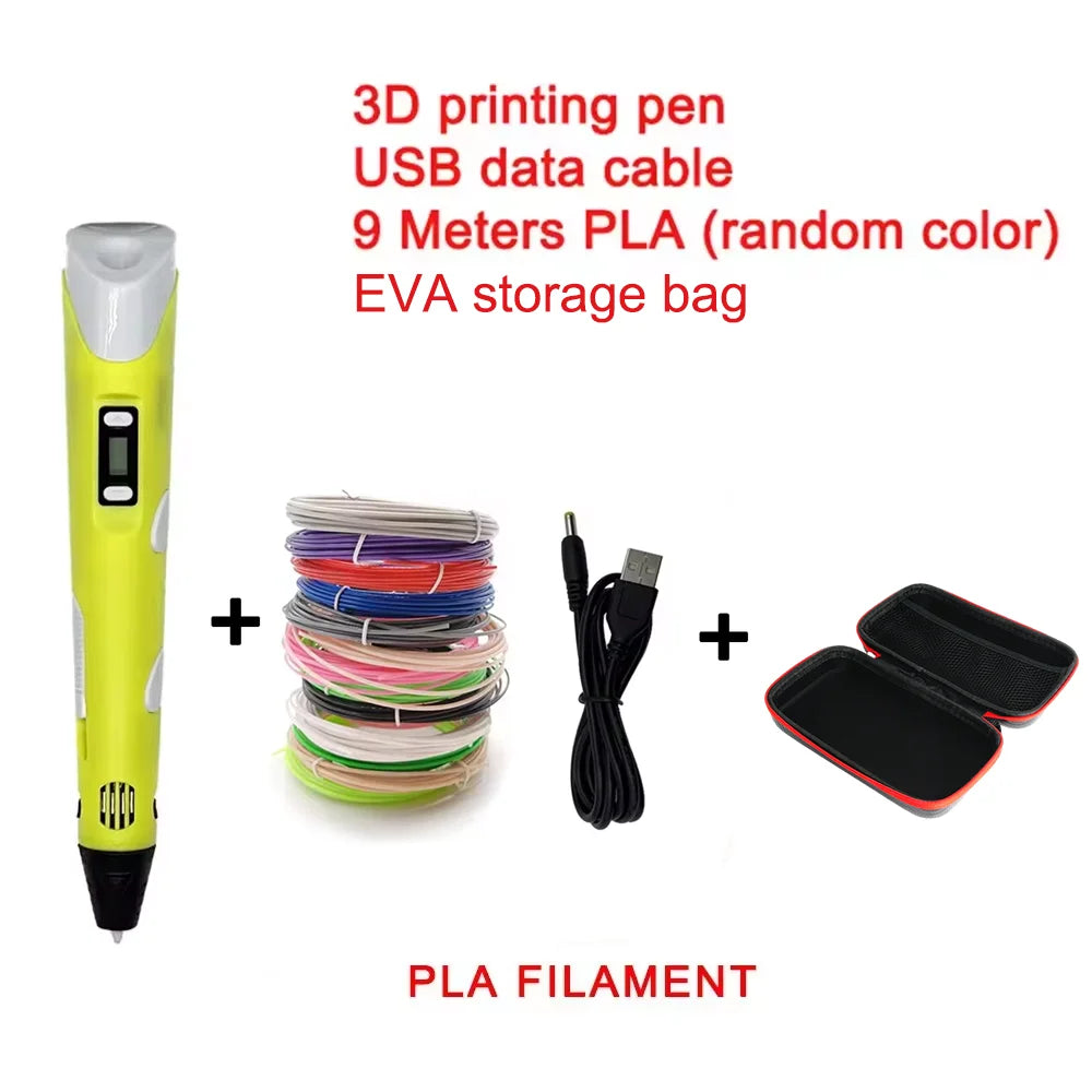3D Printing Pen with 9M PLA Filament – High-Temperature 3D Drawing & Graffiti Tool for Kids, Creative Toy Gift