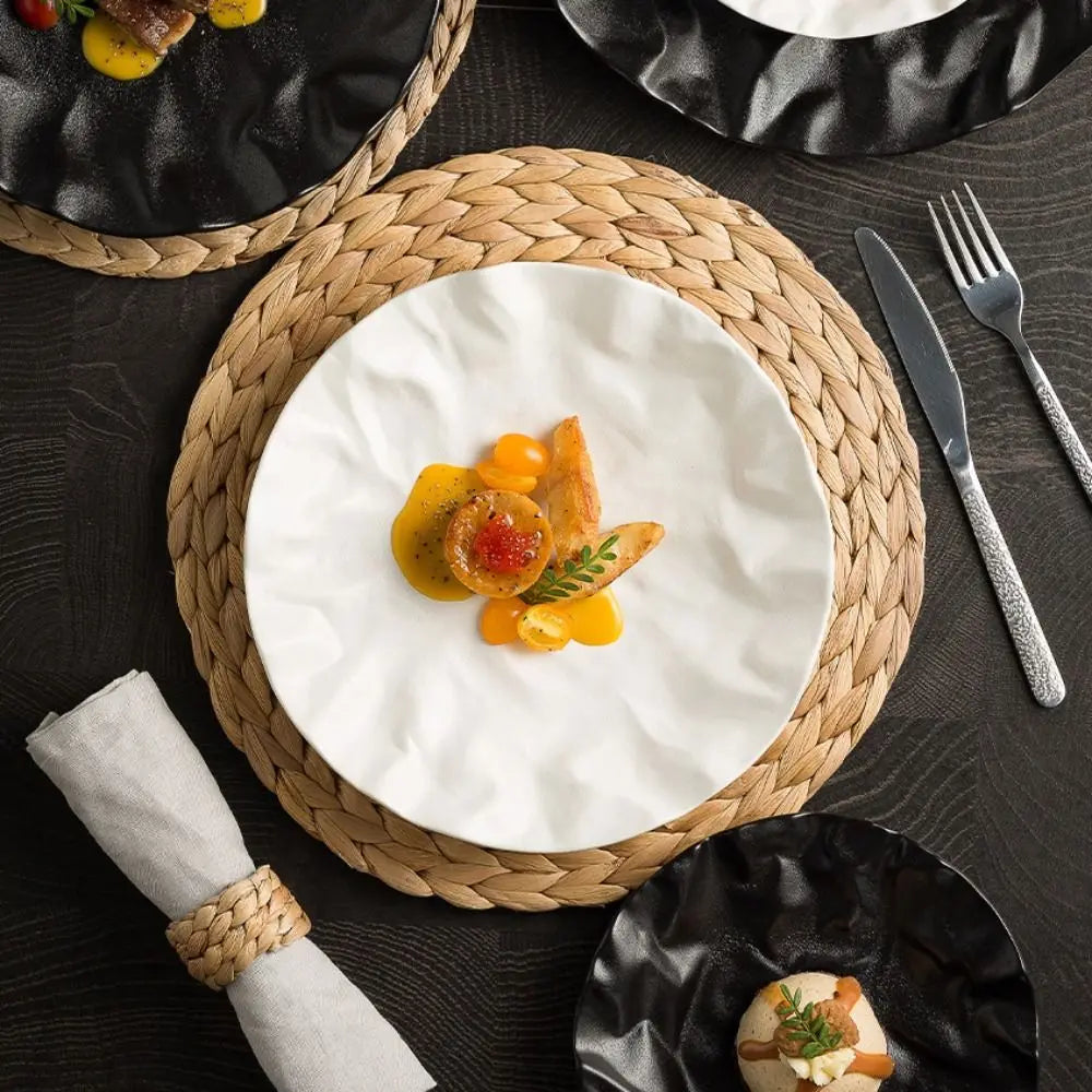 Kitchen Organizer Ceramic Western Cuisine Plate Reusable Creative Storage Dish Multi-Function Steak Plate Commercial