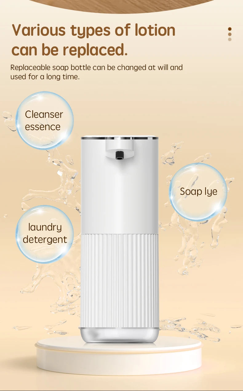 HQ Automatic Foam Soap Dispenser – 360ML Touchless Liquid Dispenser, Type-C Rechargeable, White